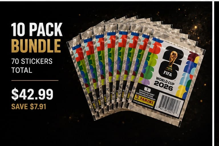 10 Pack Collector Bundle of sealed FIFA World Cup 2026 sticker packs